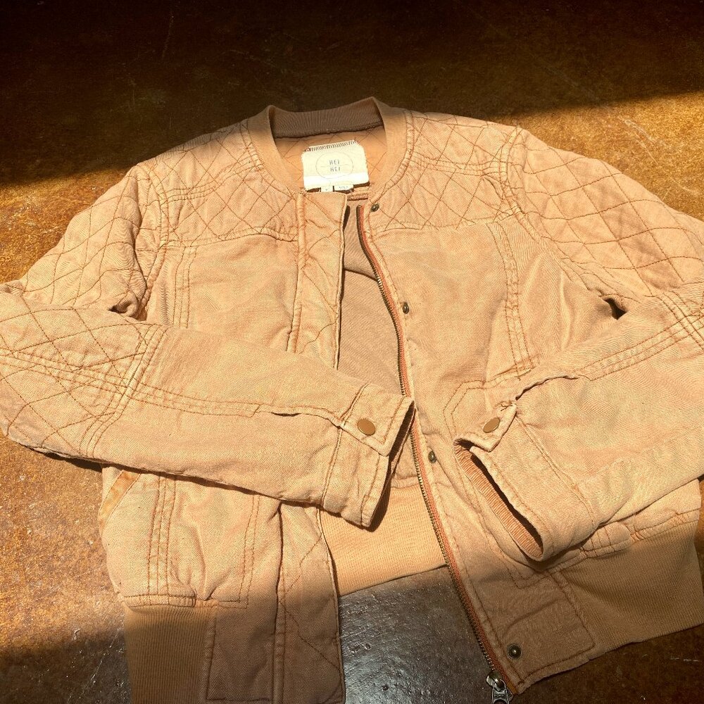 Anthropolgie HEI HEI Bomber linen quilted jacket size M